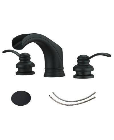 Greenspring Supply Line in Spot Resist 8 in. Waterfall Widespread 2-Handle Bathroom Faucet