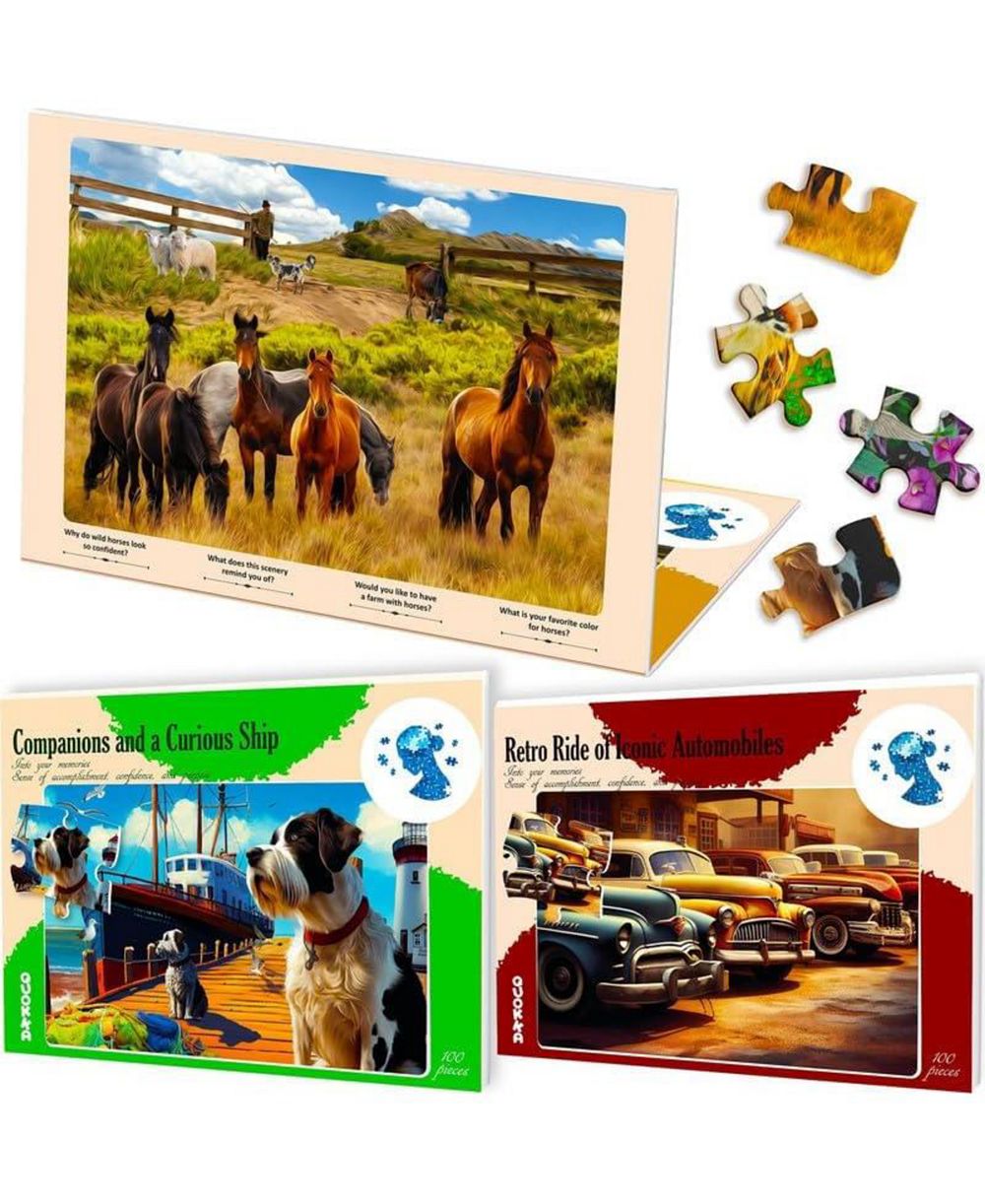 Quokka Large-Piece Dementia Jigsaw Puzzles, Set of 3, 100-Piece, Ages 14+