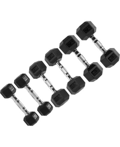 Signature Fitness Hex Dumbbells Strength Workout Equipment Set of 5, 10 and 15 lbs