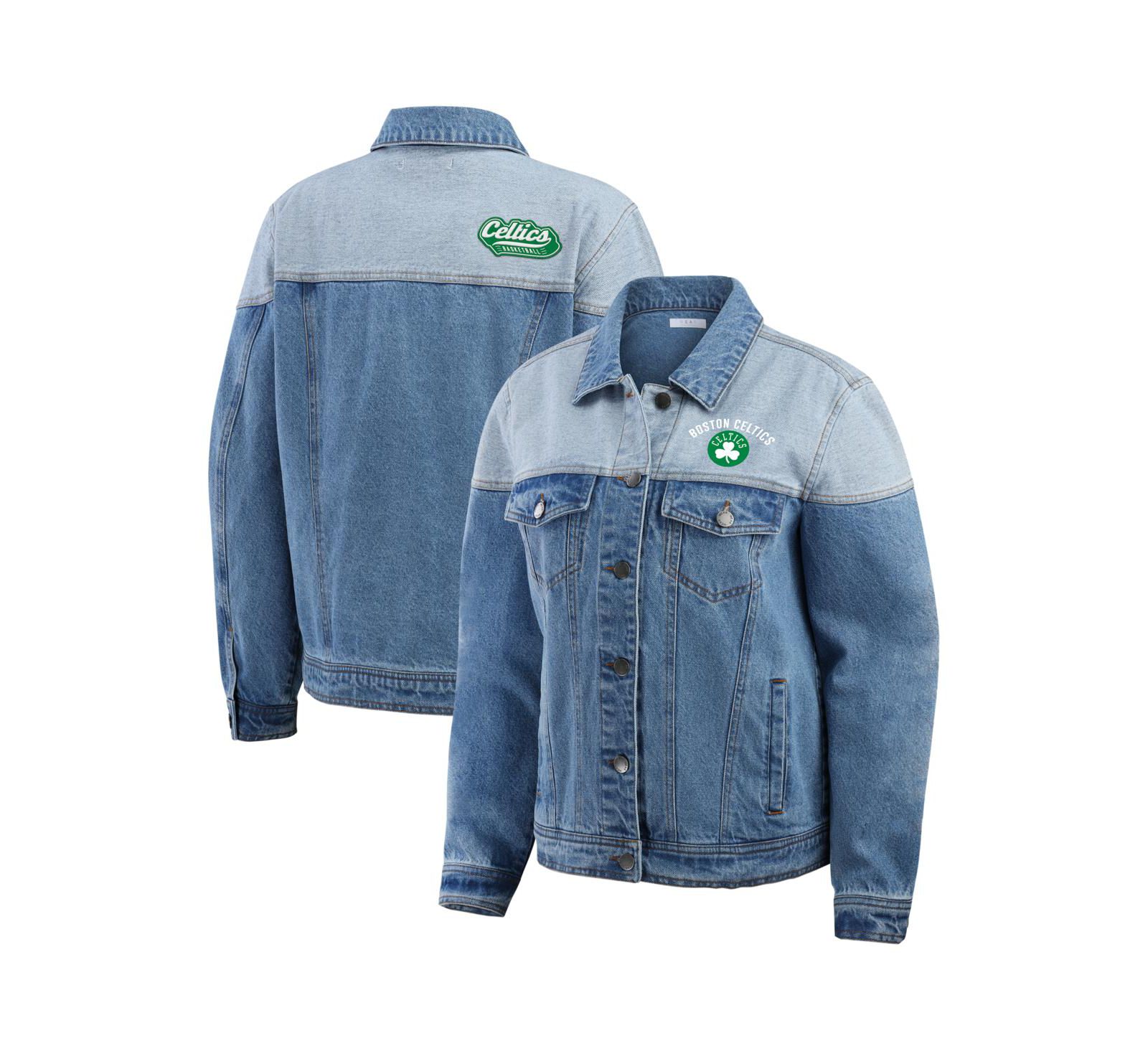 WEAR by Erin Andrews Women's Blue Boston Celtics Full-Button Denim Jacket