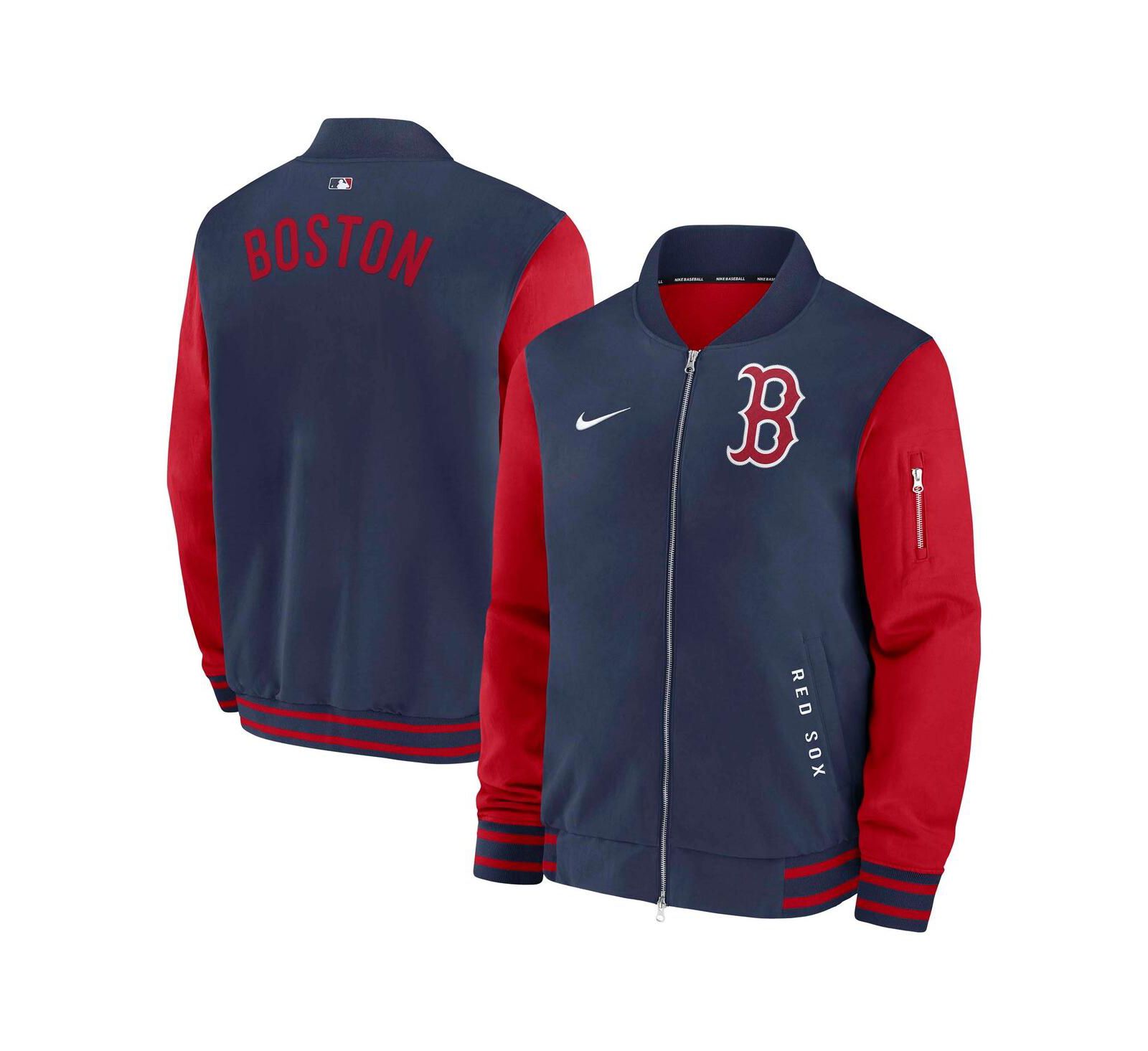 Nike Men's Navy/Red Boston Red Sox Authentic Collection Dugout Full-Zip Bomber Jacket