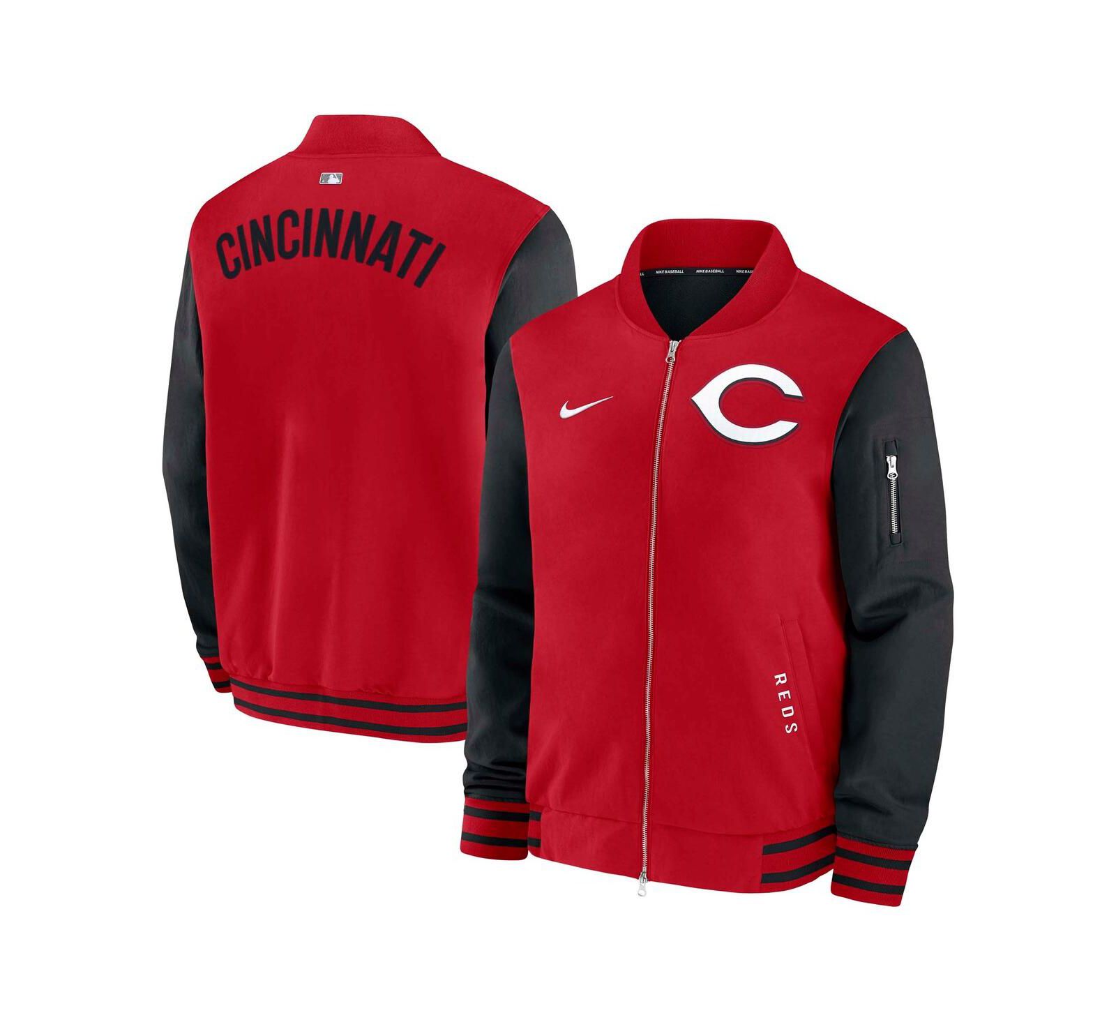 Nike Мужская бомбер-куртка на молнии Cincinnati Reds Authentic Collection, красно-черная