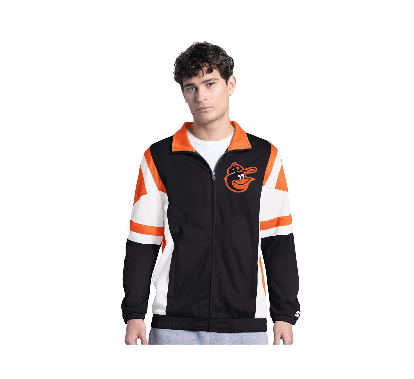 Starter Men's Black/Orange Baltimore Orioles Contender Tricot Full-Zip Track Jacket
