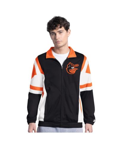 Мужская куртка Starter Black/Orange Baltimore Orioles Contender Tricot Full-Zip Track Jacket