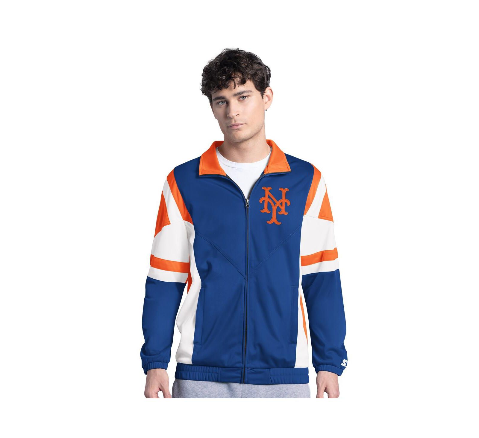 Starter Men's Royal/Orange New York Mets Contender Tricot Full-Zip Track Jacket