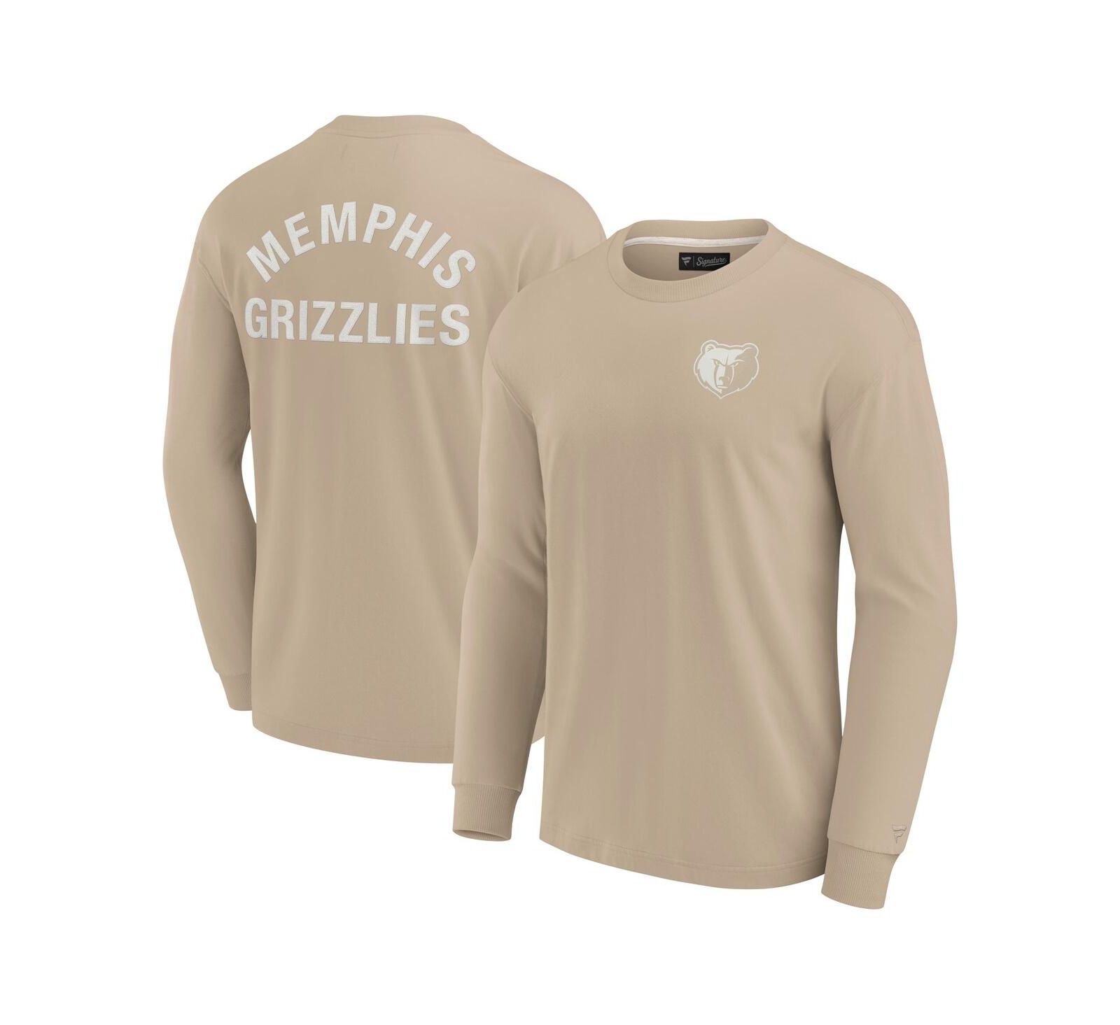 Мужская и женская футболка Fanatics Khaki Memphis Grizzlies Elements Super Soft Long Sleeve