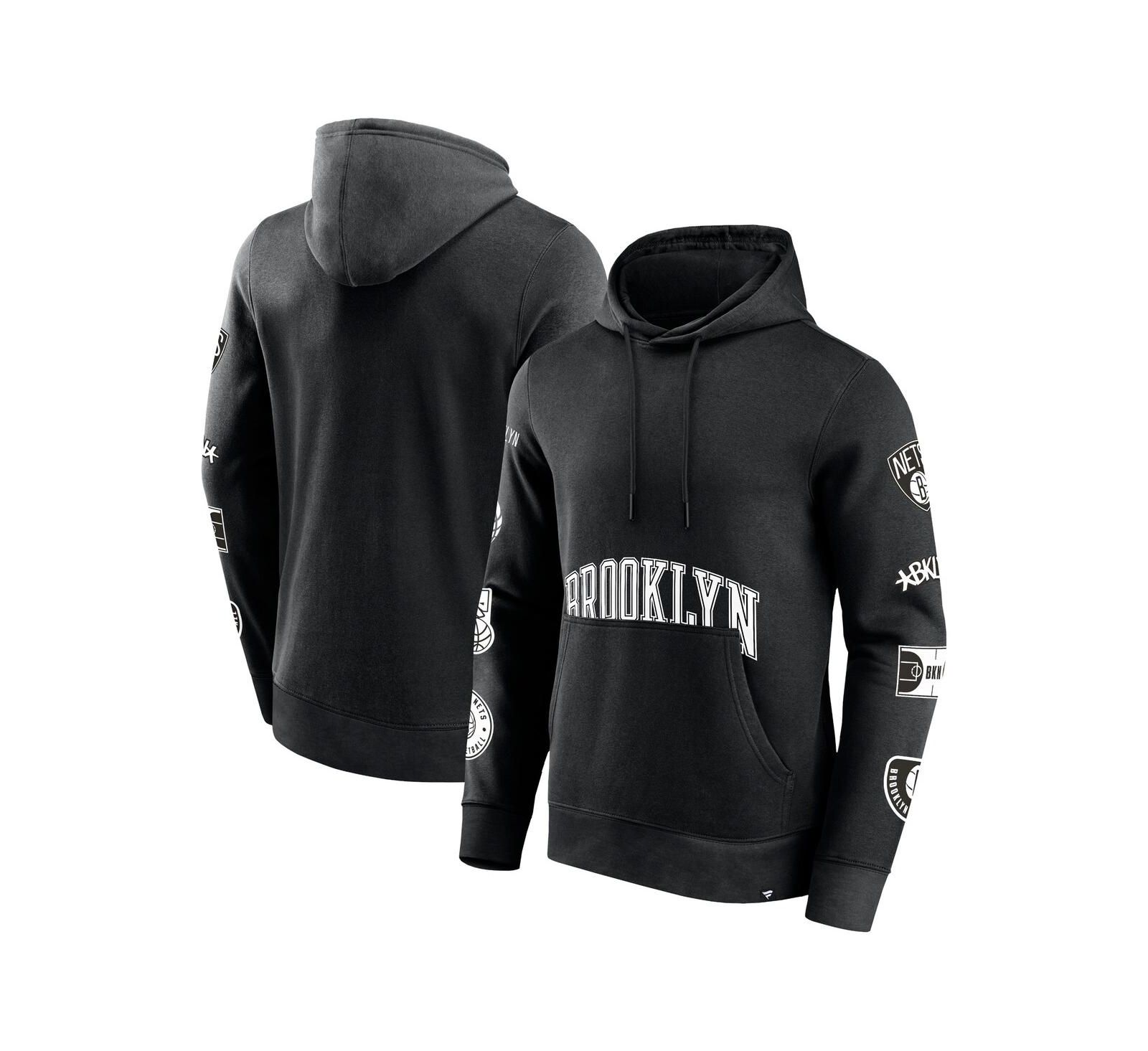 Fanatics Men's Black Brooklyn Nets Home Court Pullover Hoodie