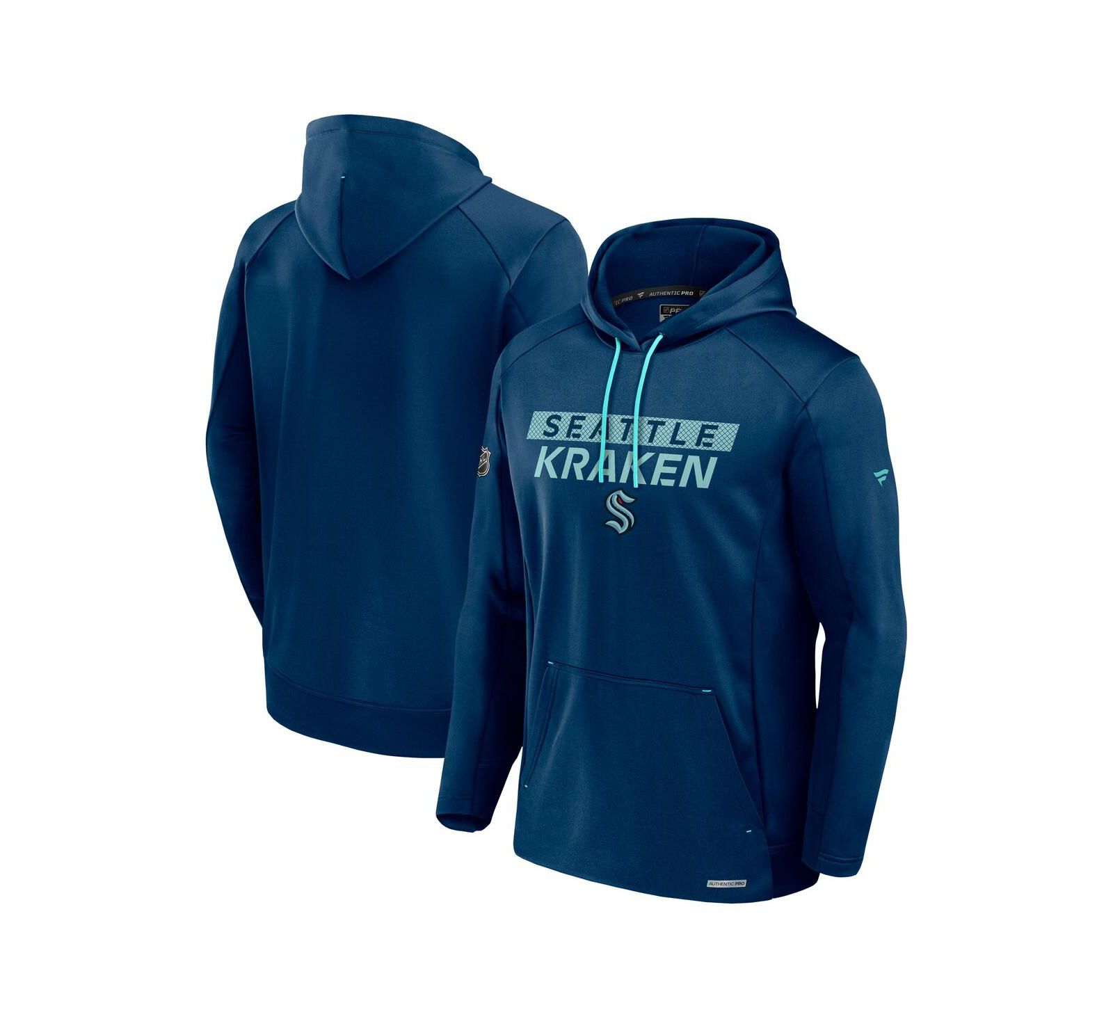 Fanatics Men's Deep Sea Blue Seattle Kraken Authentic Pro Rink Fleece Pullover Hoodie