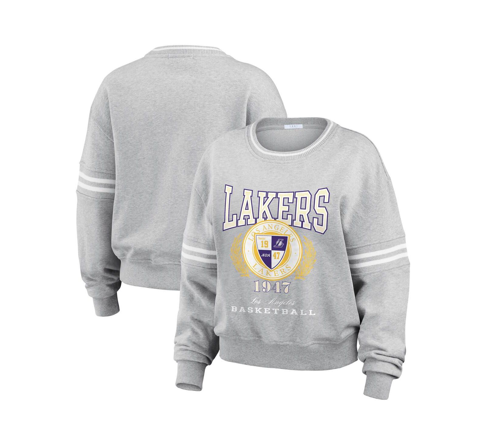Женский свитшот WEAR by Erin Andrews Heather Gray Los Angeles Lakers из футера