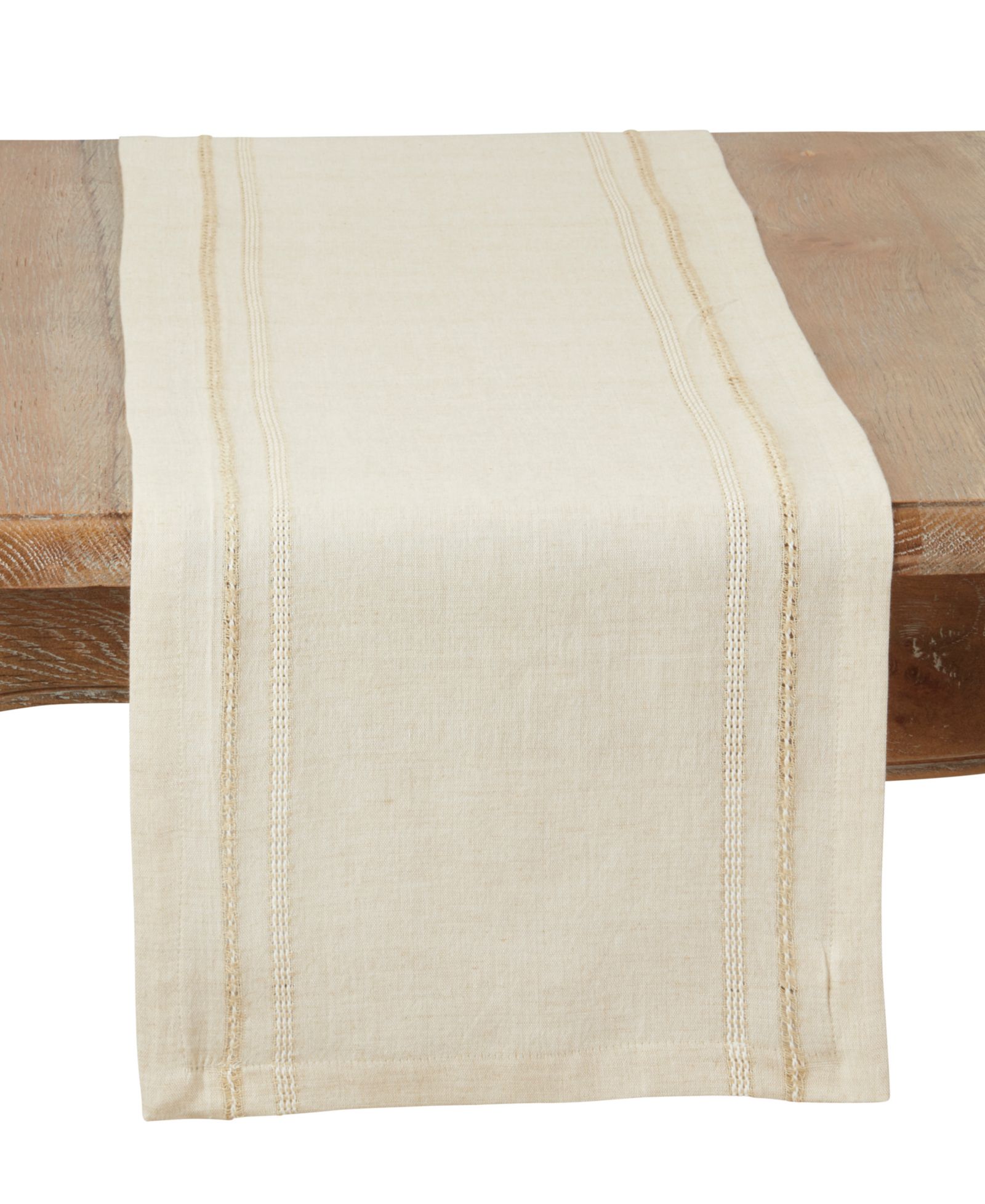 Saro Lifestyle Leno Stripe Elegance Table Runner, 13" x 72"