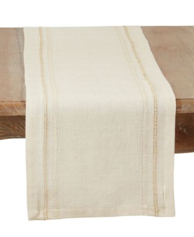 Saro Lifestyle Leno Stripe Elegance Table Runner, 13" x 72"