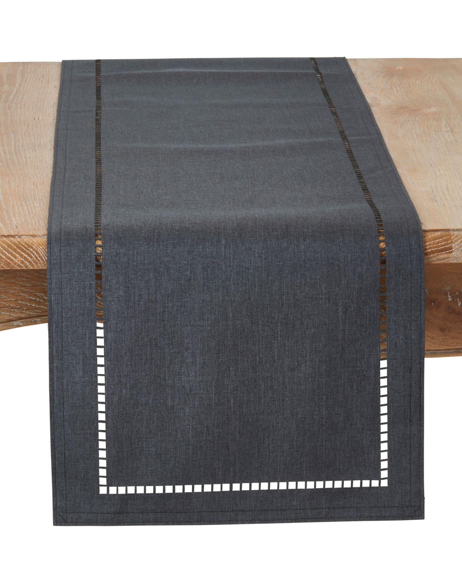 Saro Lifestyle Laser-Cut Hemstitch Table Runner, 14" x 108"