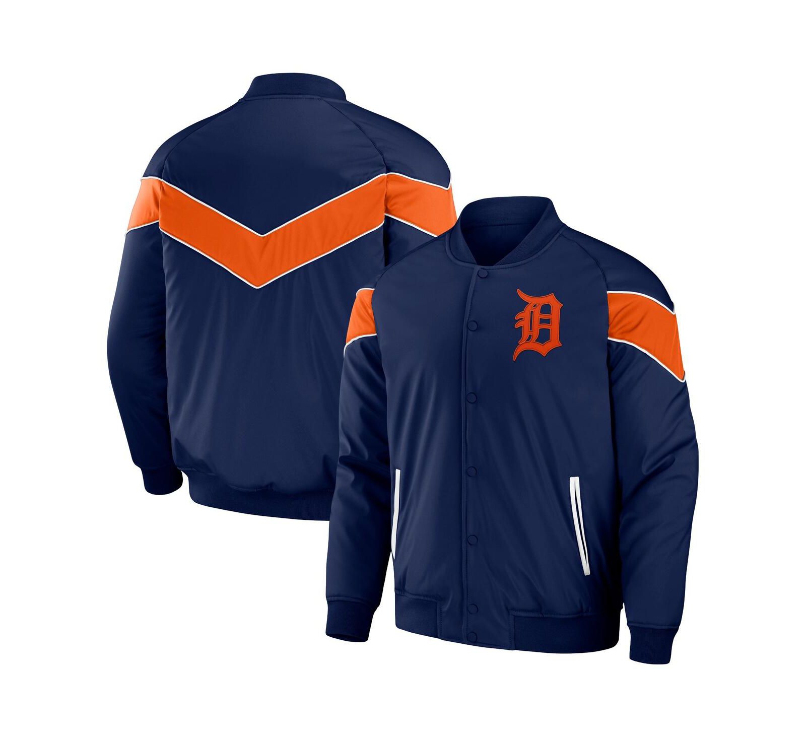 Fanatics Men's Navy Detroit Tigers Baseball Raglan Full-Snap Jacket