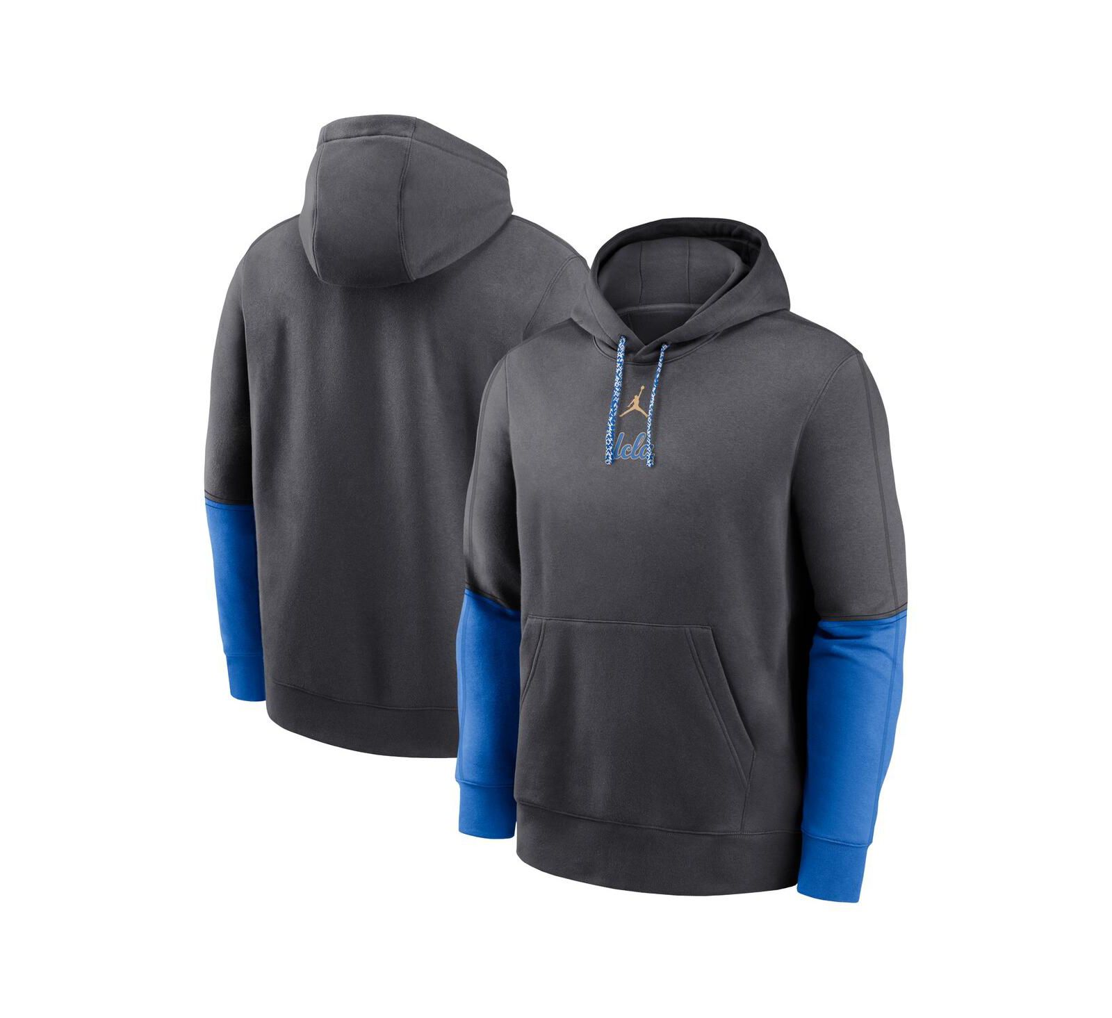 Jordan Мужской худи с капюшоном UCLA Bruins 2024 Sideline Club, цвет Anthracite/Blue