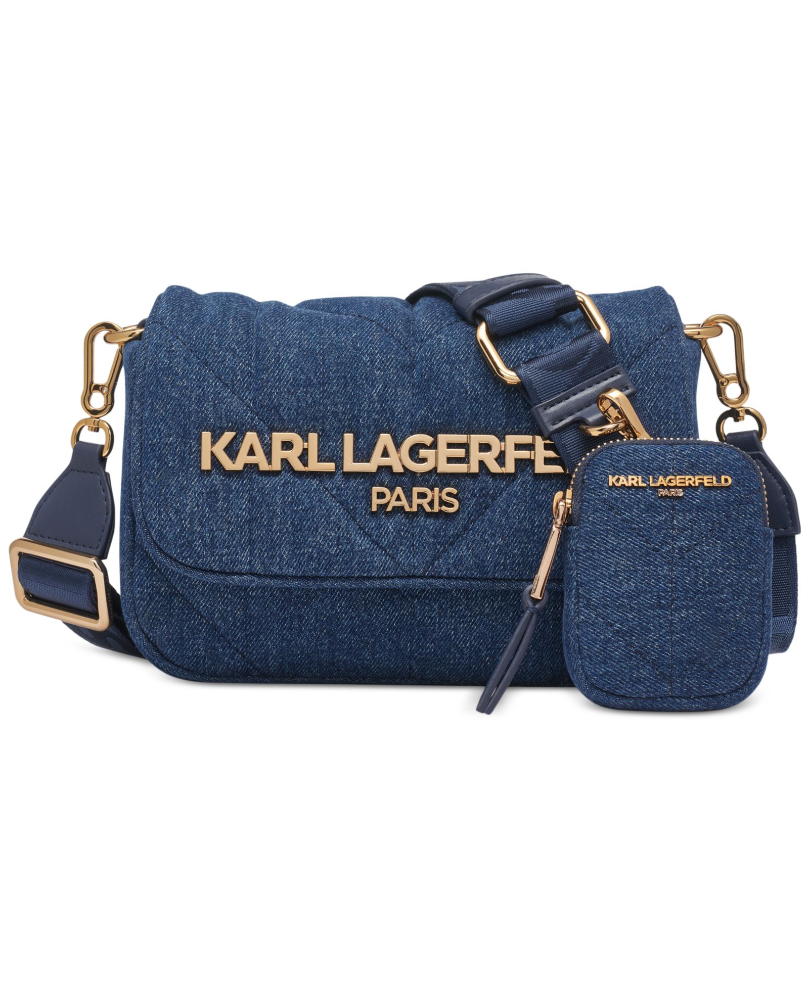 Клатч KARL LAGERFELD PARIS Voyage из стеганого денима с кросс-боди