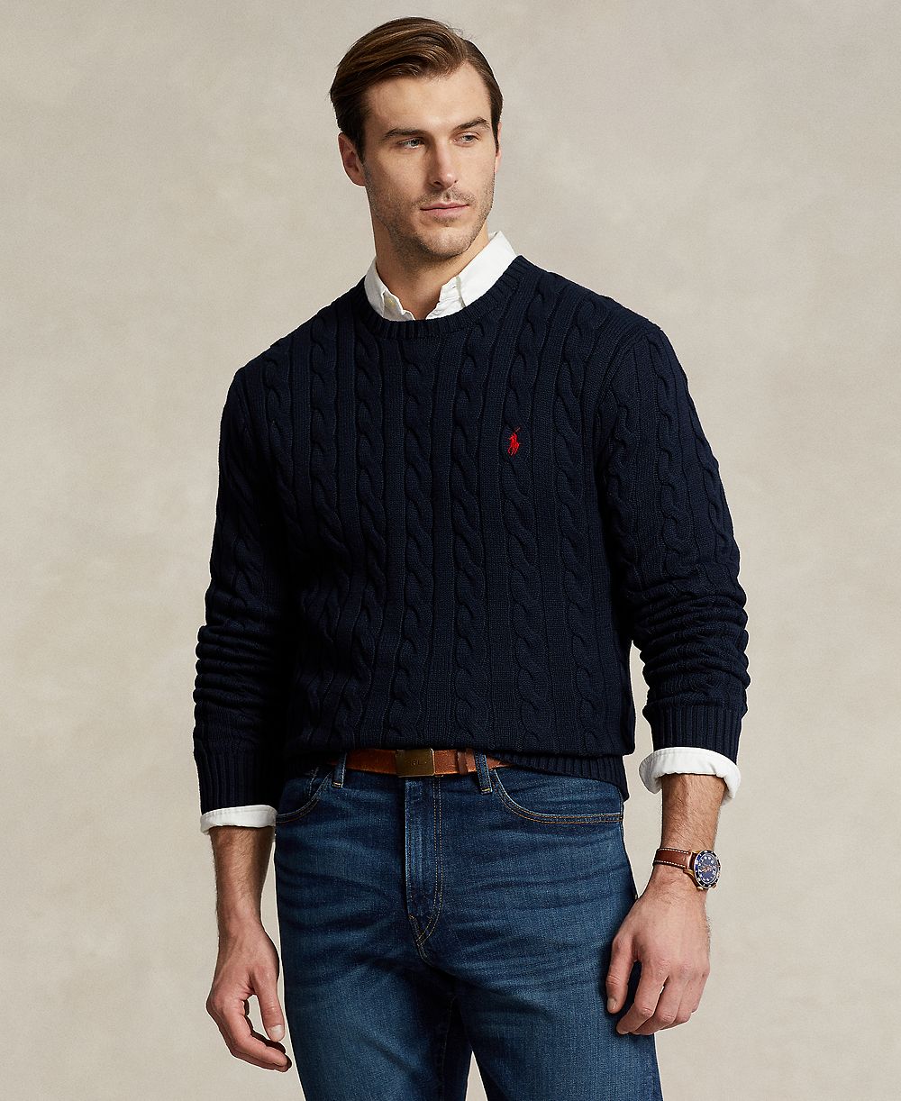Polo Ralph Lauren Мужской хлопковый свитер крупной вязки Big & Tall