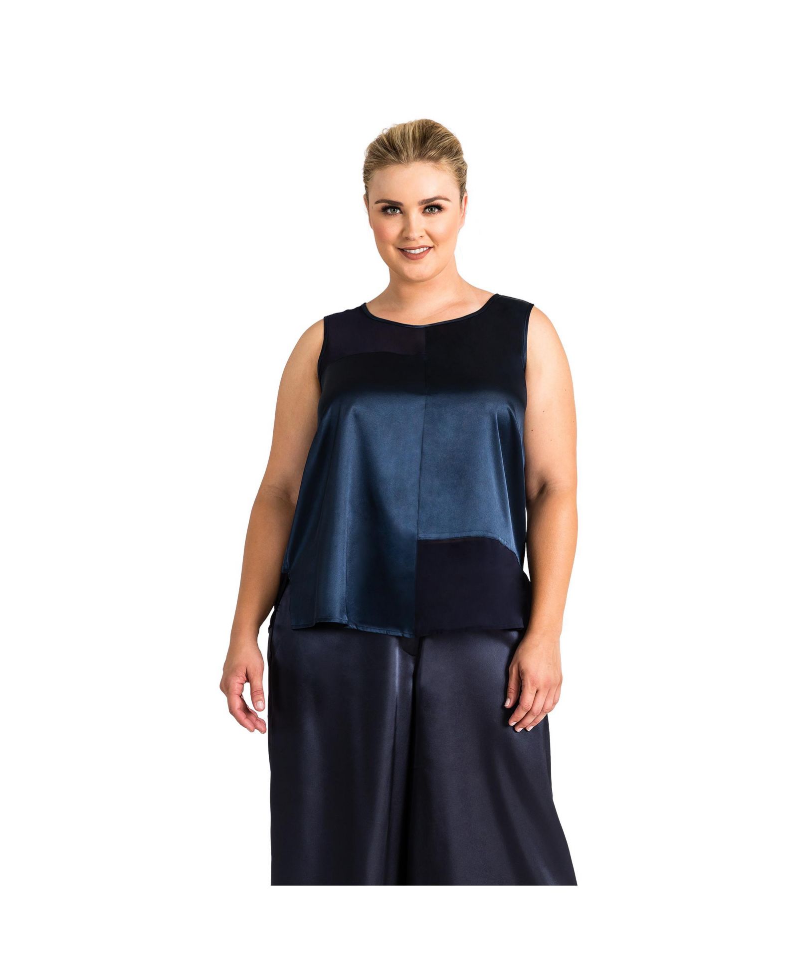 Женская рубашка из сатина и шифона Plus Size