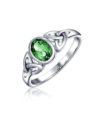 Кольцо Bling Jewelry Oval Gemstone Celtic Trinity Knot из стерлингового серебра для BFF Sorority Sister