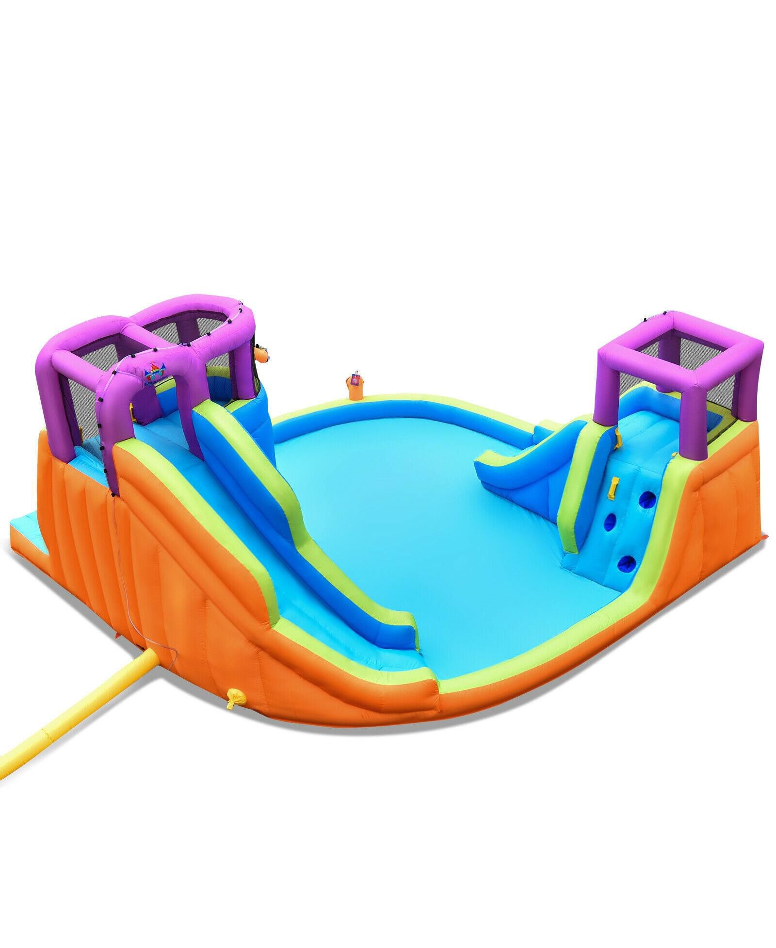 Slickblue 6-in-1 Inflatable Bounce House with Dual Water Slides, Accommodates 1-3 Children, Ages 3-10
