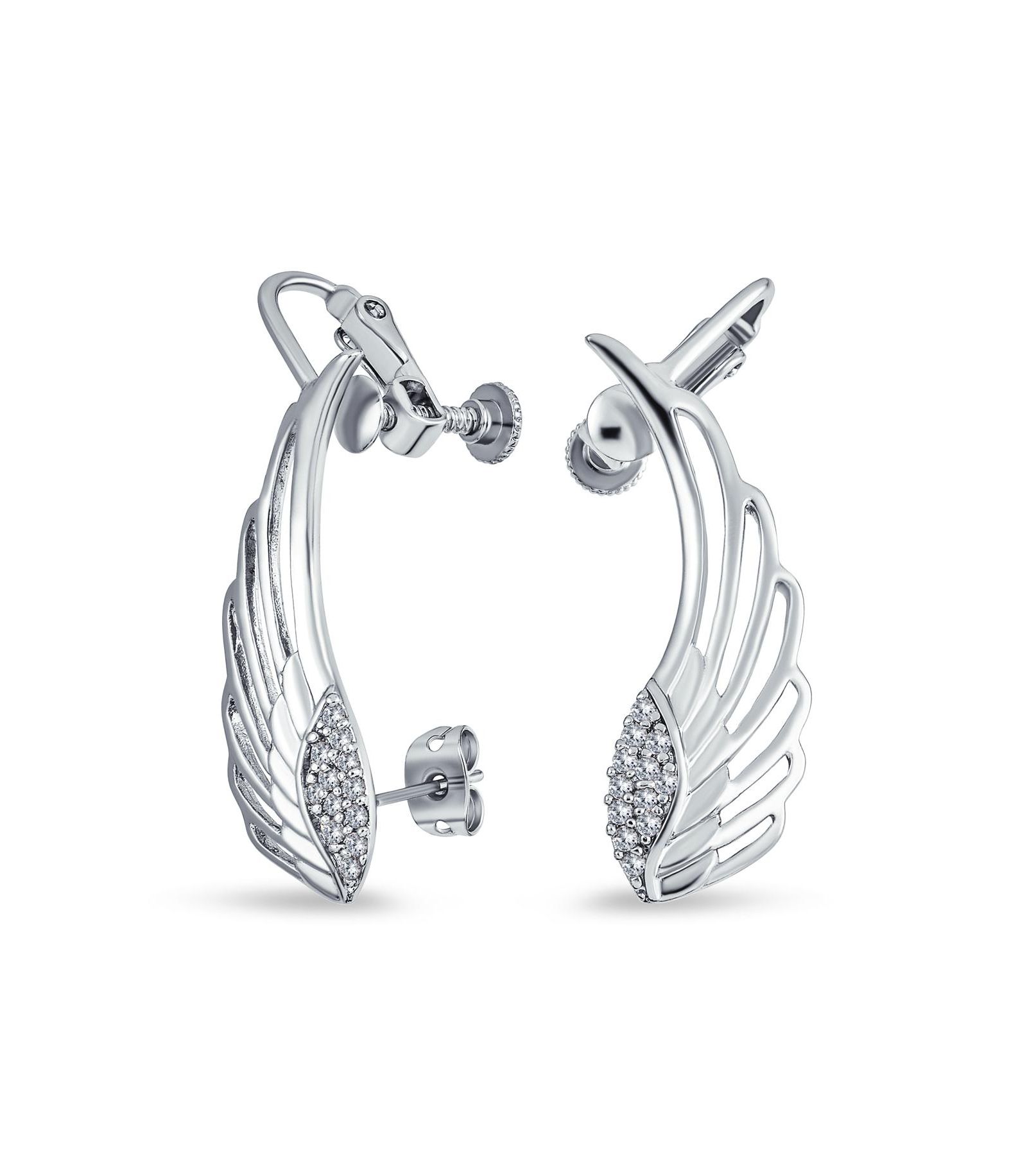 Bling Jewelry Angel Wing Ear Cuff Cartilage and Pierced Earrings Rose Gold Plated