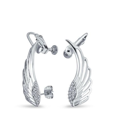 Bling Jewelry Angel Wing Ear Cuff Cartilage and Pierced Earrings Rose Gold Plated