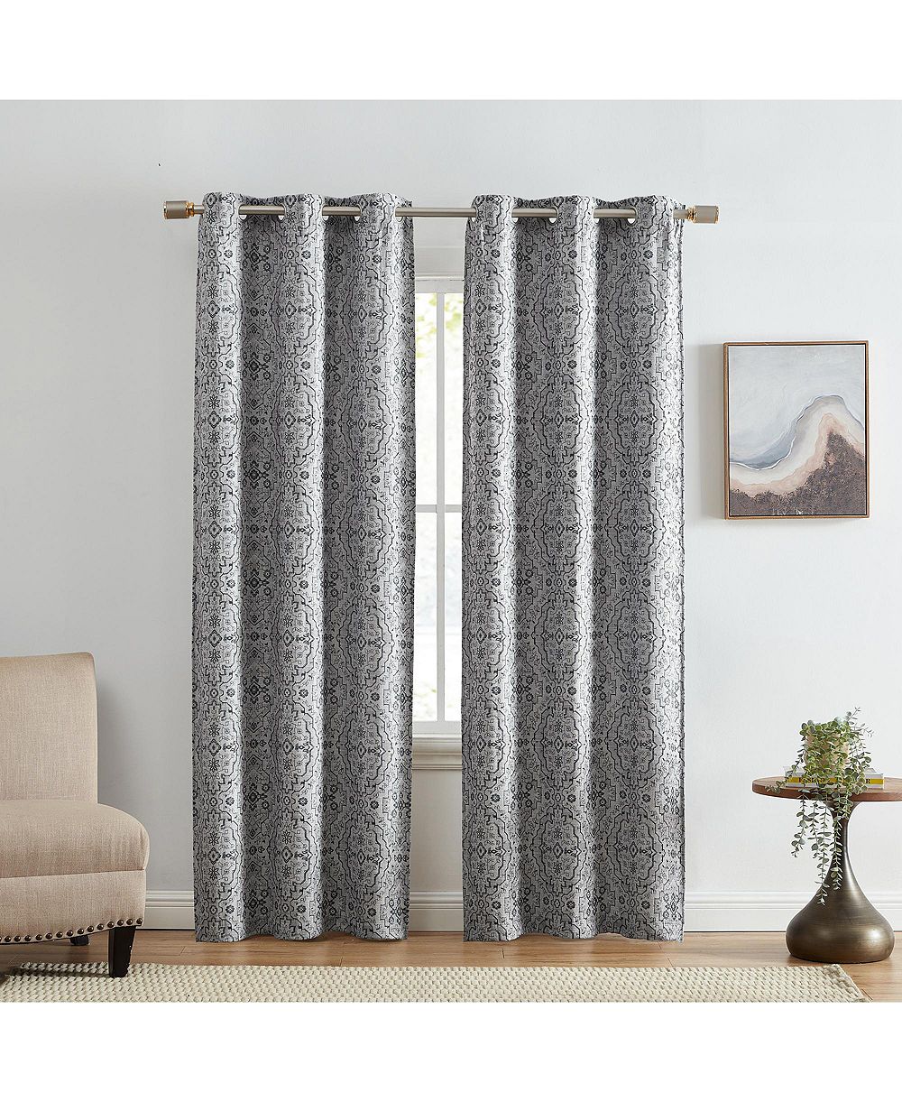 Elrene Home Fashions Berber Ikat Print Blackout Window Curtain Panel, Set of 2