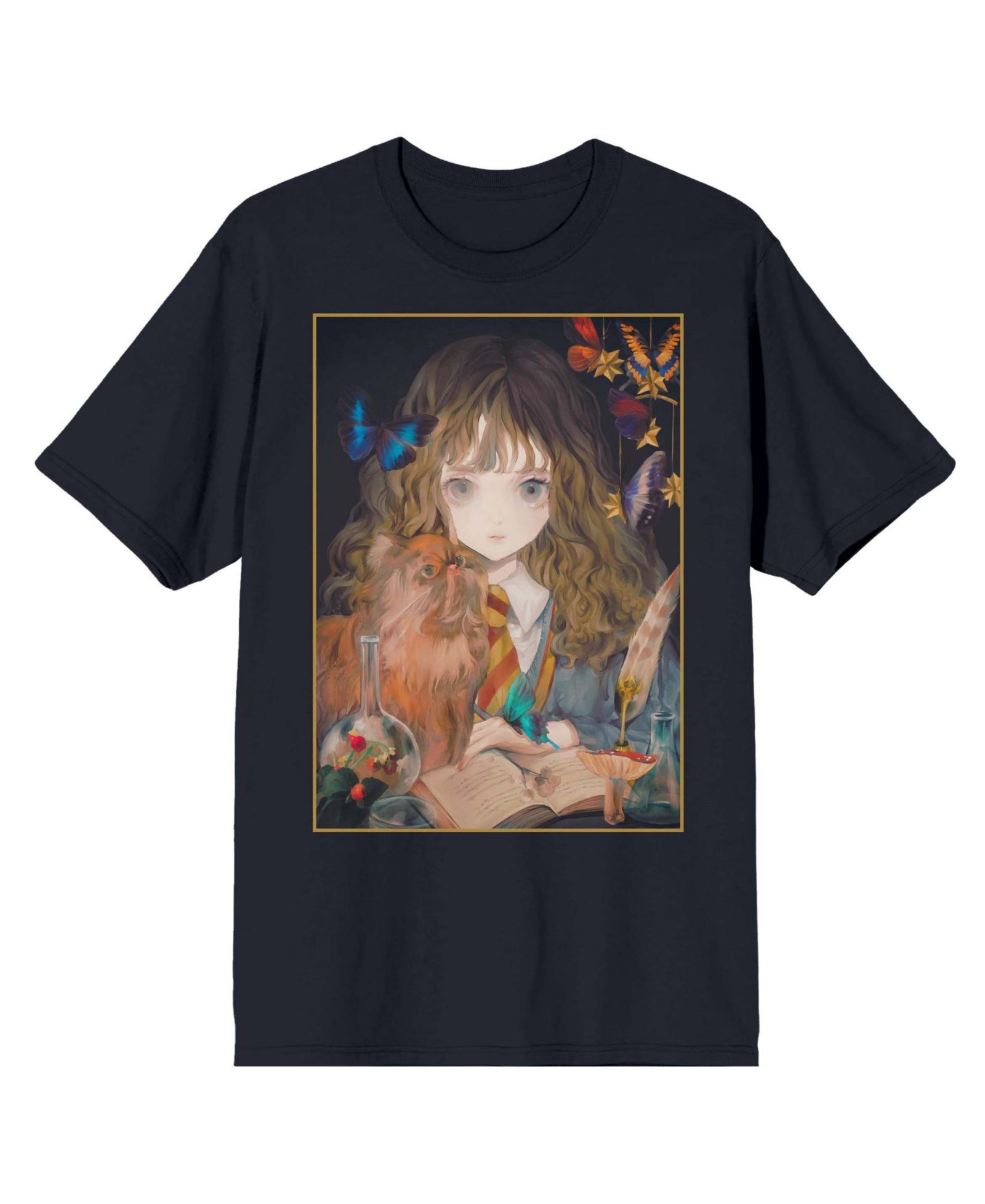 Harry Potter Men's Hermione Granger Crew Neck Short Sleeve Black T-shirt-3XLB