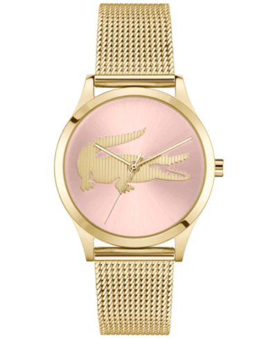 Lacoste Женские часы Crocodelle 36mm стальной сетчатый браслет Gold Tone