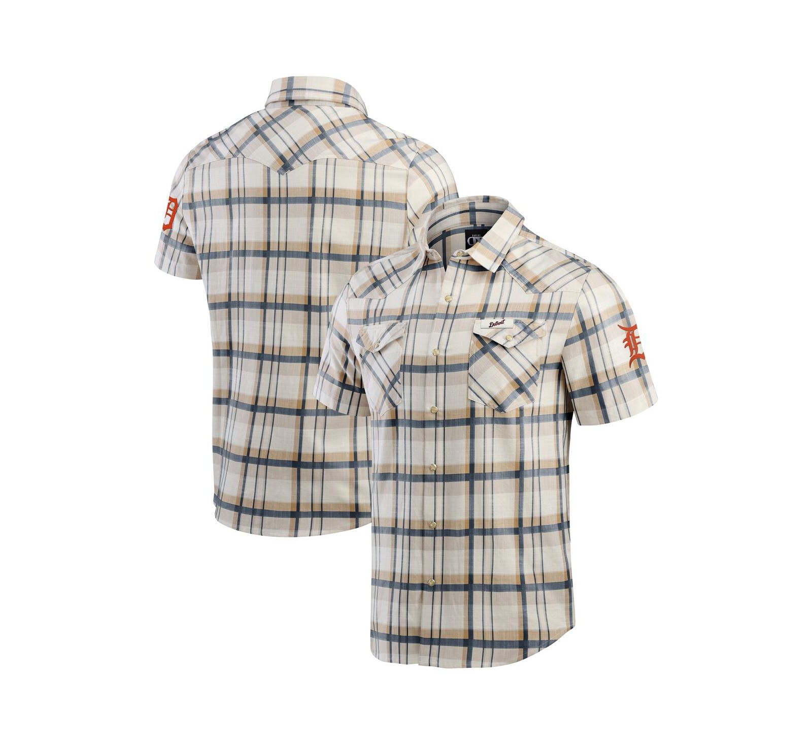 Мужская рубашка Darius Rucker Collection by Fanatics Navy Detroit Tigers Plaid Full-Snap