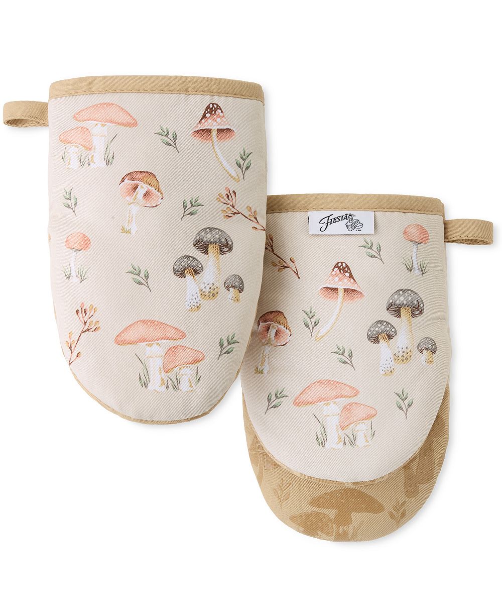 Fiesta Mushrooms Mini Cotton Oven Mitt Set of 2, 5.5" x 8"