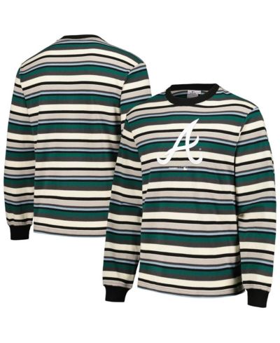 PLEASURES Men's Cream/Green Atlanta Braves Ballpark Long Sleeve T-Shirt