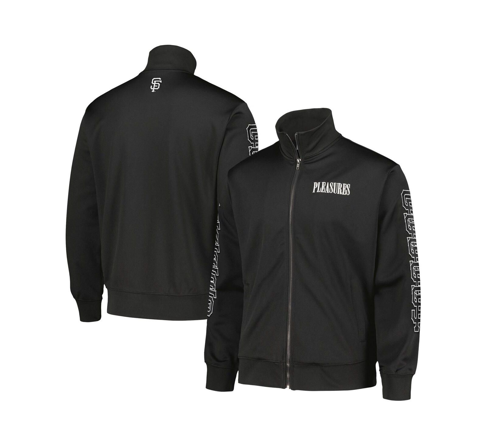 PLEASURES Men's Black San Francisco Giants Pitcher Full-Zip Track Jacket