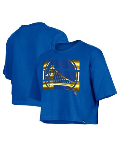 New Era Women's Royal Golden State Warriors Oversized Boxy Crop T-Shirt