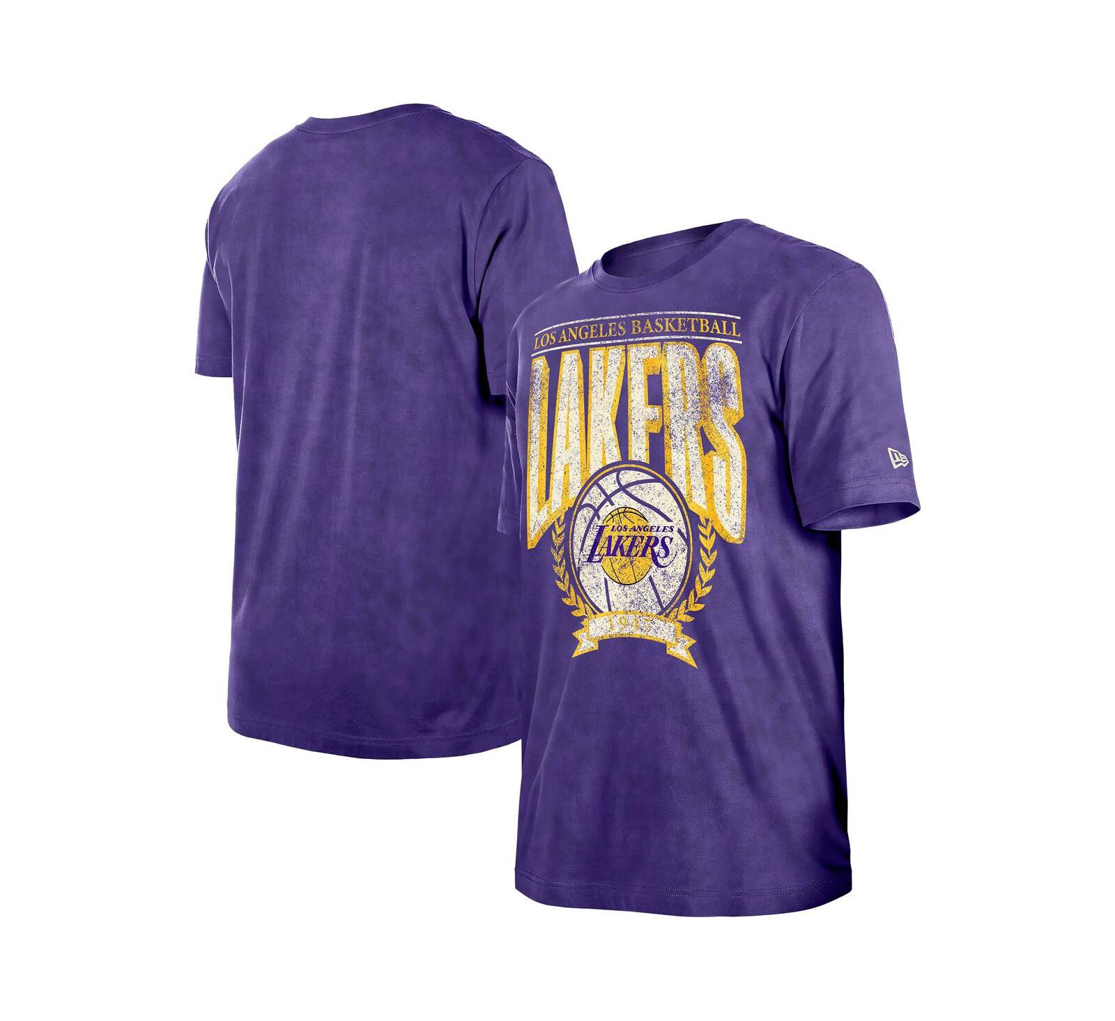New Era Men's Purple Los Angeles Lakers Hardwood Classics Oversized Boxy Mineral Wash T-Shirt