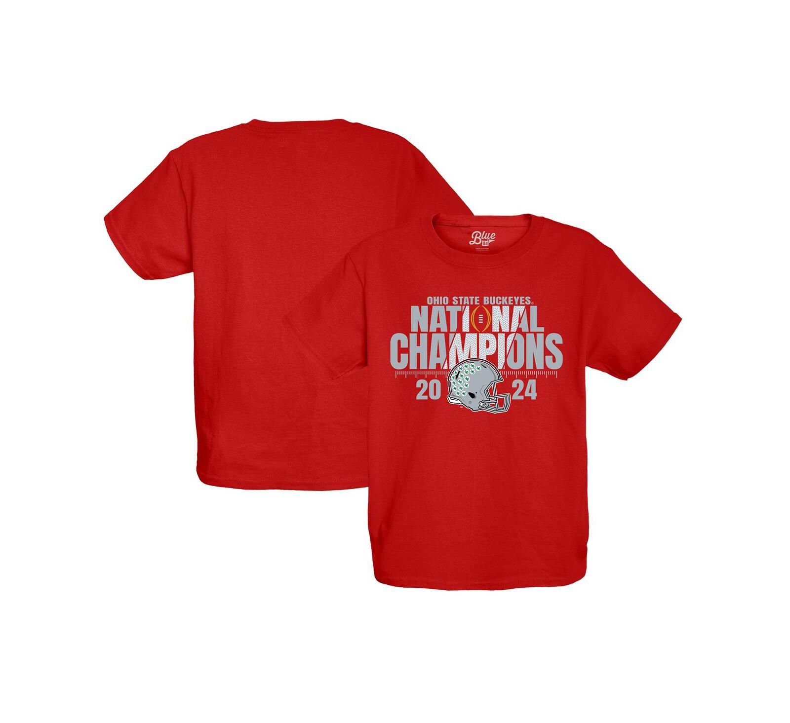 Синяя футболка Blue 84 для мальчиков и девочек Scarlet Ohio State Buckeyes College Football Playoff 2024 National Champions