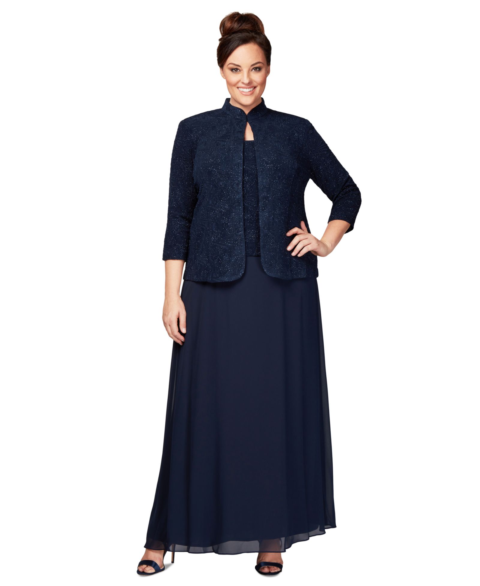 Alex Evenings Plus Size Glitter Jacket & A-Line Dress