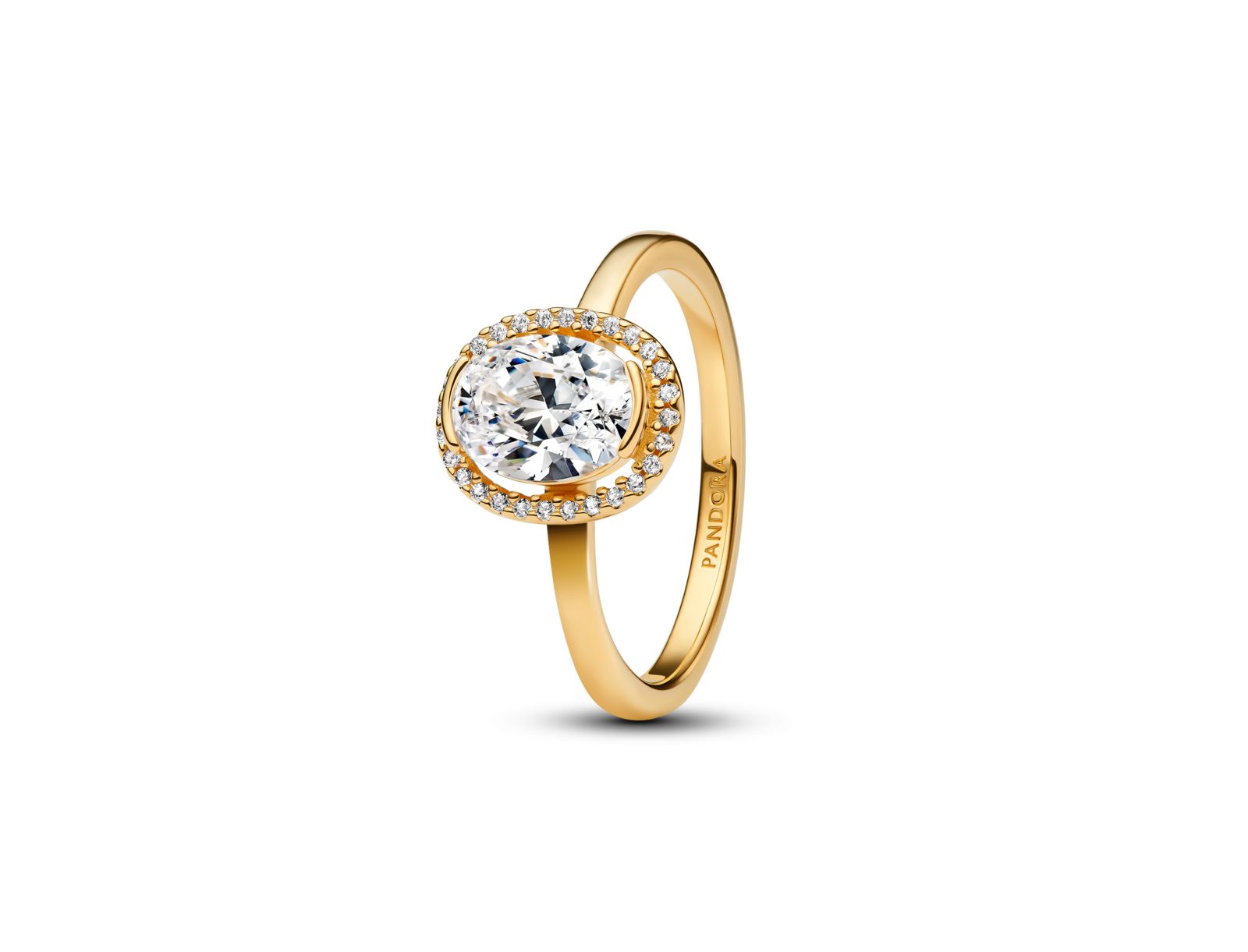 Pandora кольцо Oval Sparkling Halo, 14K Gold-Plated