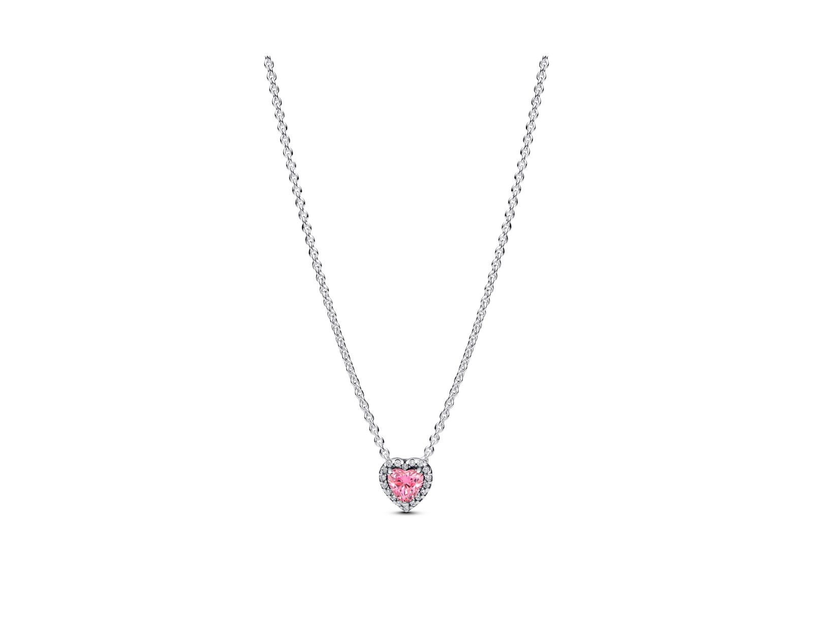 Ожерелье Pandora Sterling Silver Pink Elevated Heart