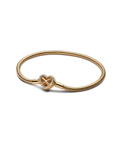 Pandora 14K Gold-Plated Sparkling Infinity Heart Clasp Snake Chain Bracelet