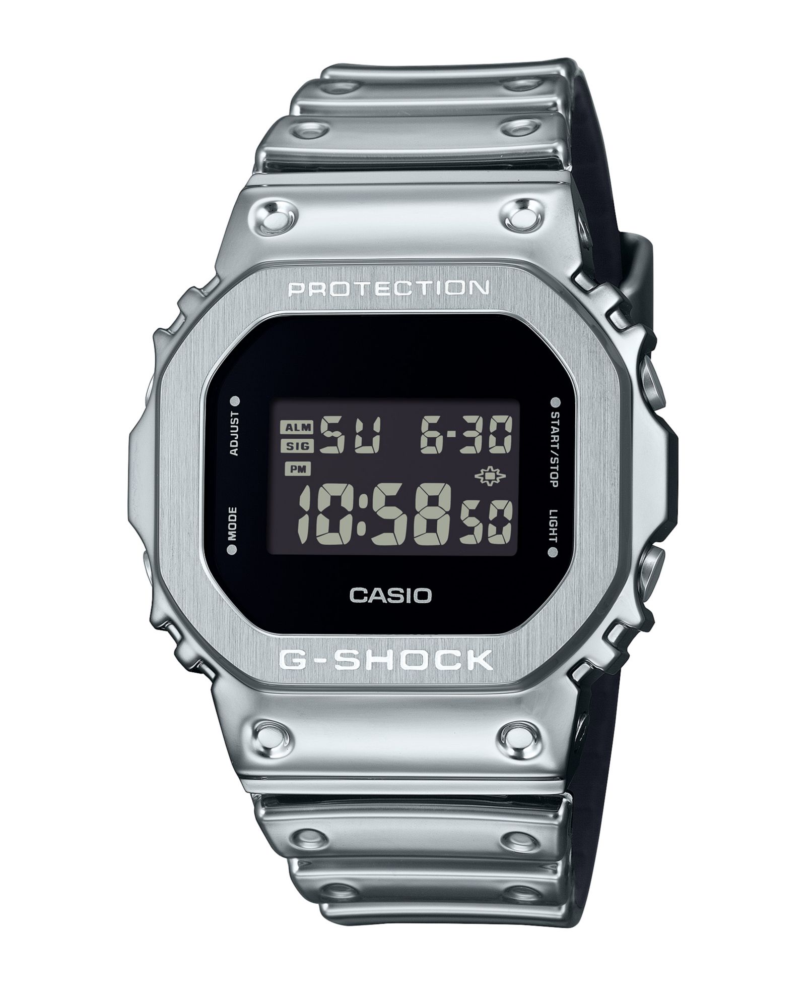 G-Shock Мужские серебристые силиконовые часы, 43.2mm