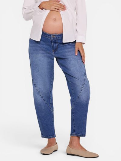 Motherhood Maternity Women's Under the Belly Barrel Leg Jeans - Motherhood
