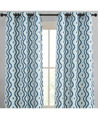 Шторы для спальни HLC.ME Tanner Ogee Ikatt Damask, комплект из 2 шт (Blue, 37 W x 84 L), светонепроницающие