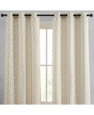 Шторы для спальни HLC.ME Tanner Ogee Ikatt Damask, светонепроницаемые, комплект из 2 шт. (Grey/Gold, 37 W x 84 L)