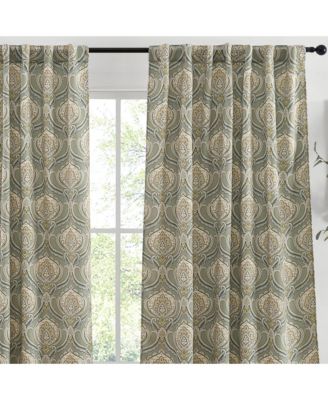 Шторы HLC.ME Messina Paisley Damask, светонепроницаемые, набор из 2 шт. (Зеленый/Желтый, 52 W x 84 L)