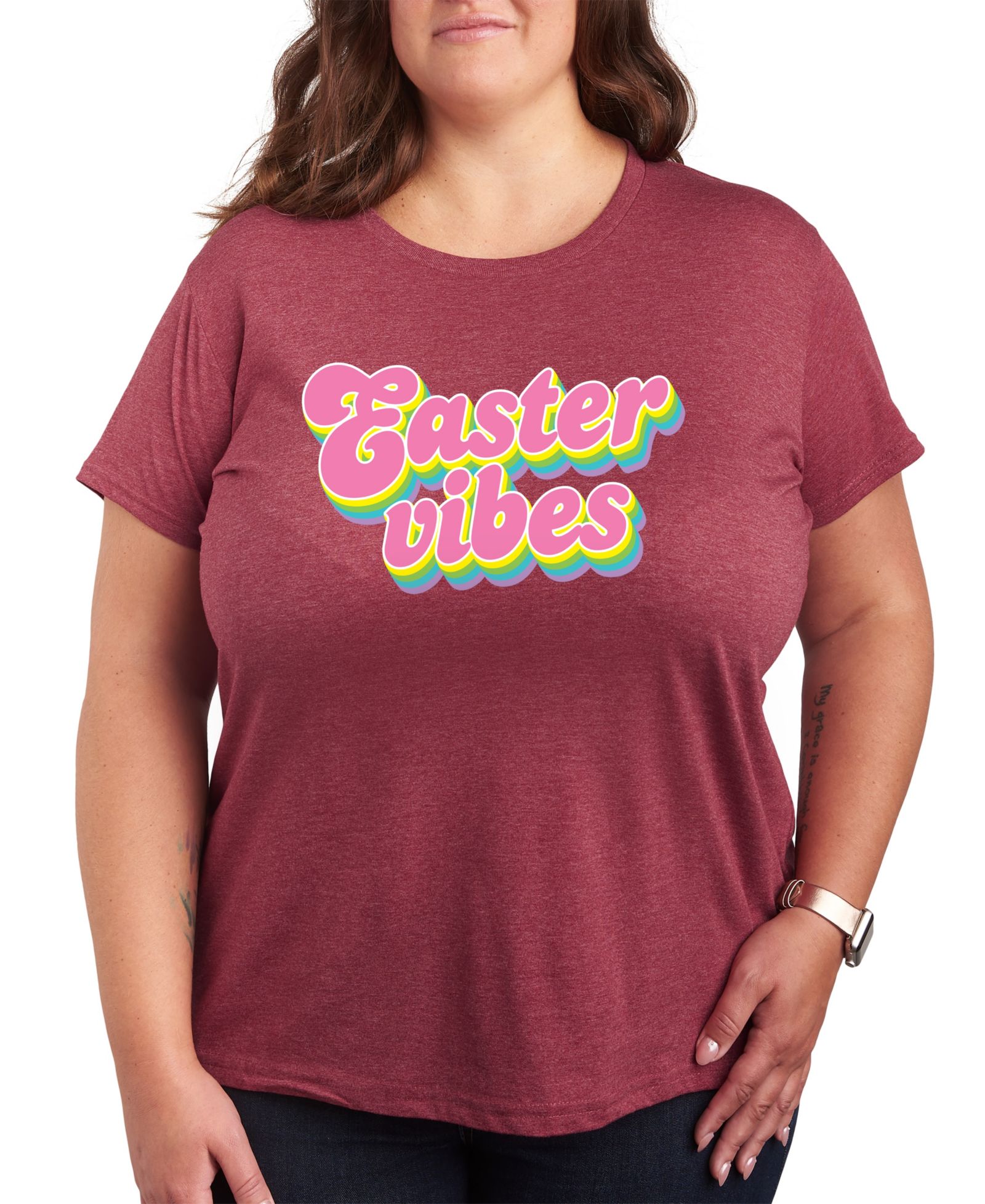 Женская футболка Hybrid Apparel Trendy Plus Size Easter Vibes Graphic Crew Neck