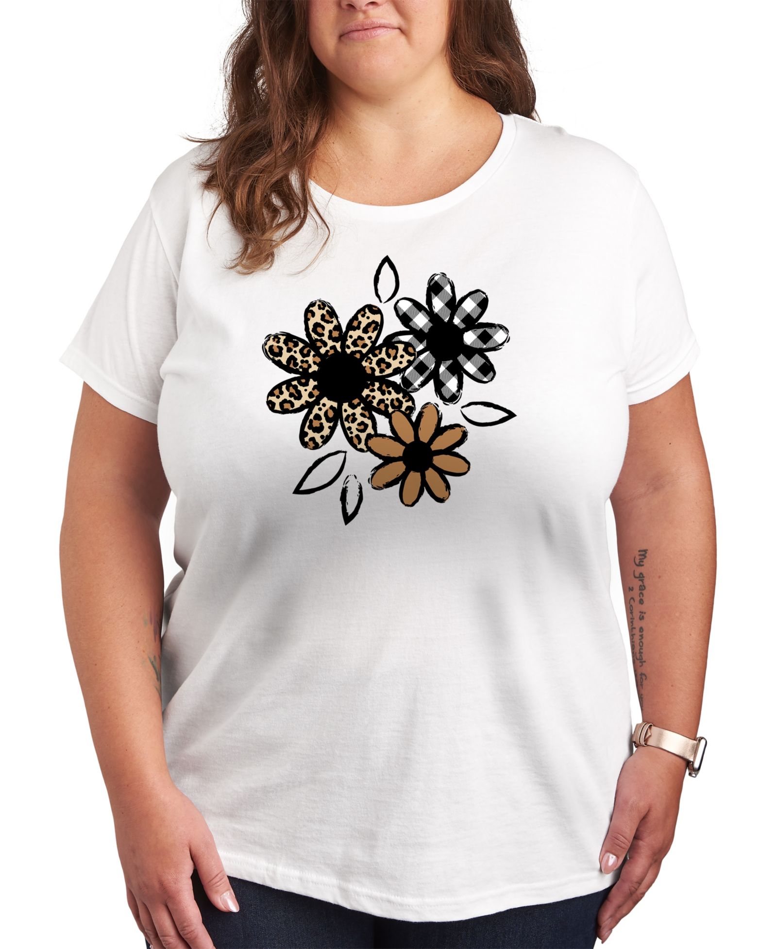 Мужская футболка Hybrid Apparel Trendy Plus Size Pattern Flowers Graphic Crew Neck