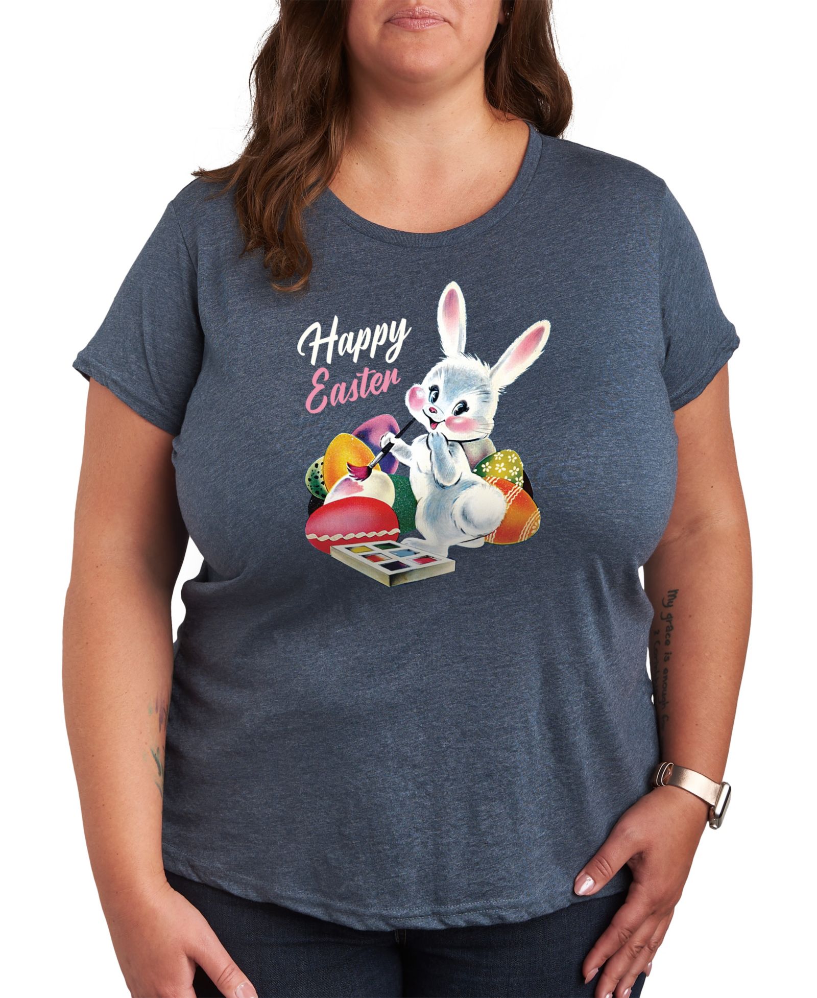Футболка Hybrid Apparel Trendy Plus Size Happy Easter Graphic Crew Neck