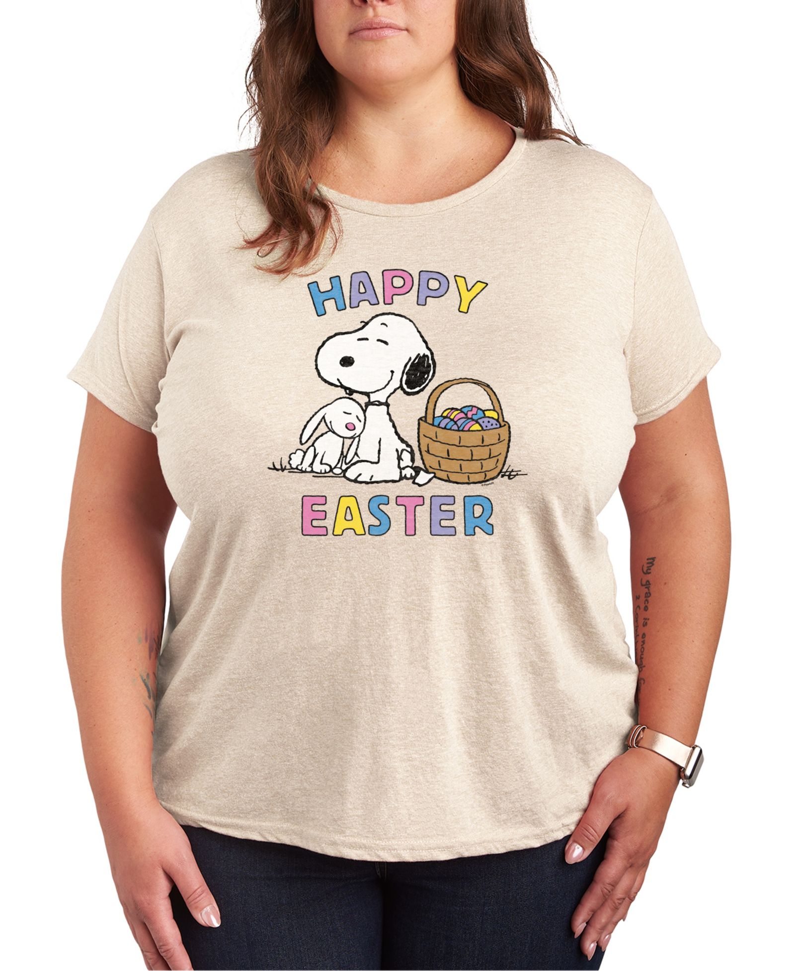 Hybrid Apparel футболка Peanuts Happy Easter с принтивом Plus Size