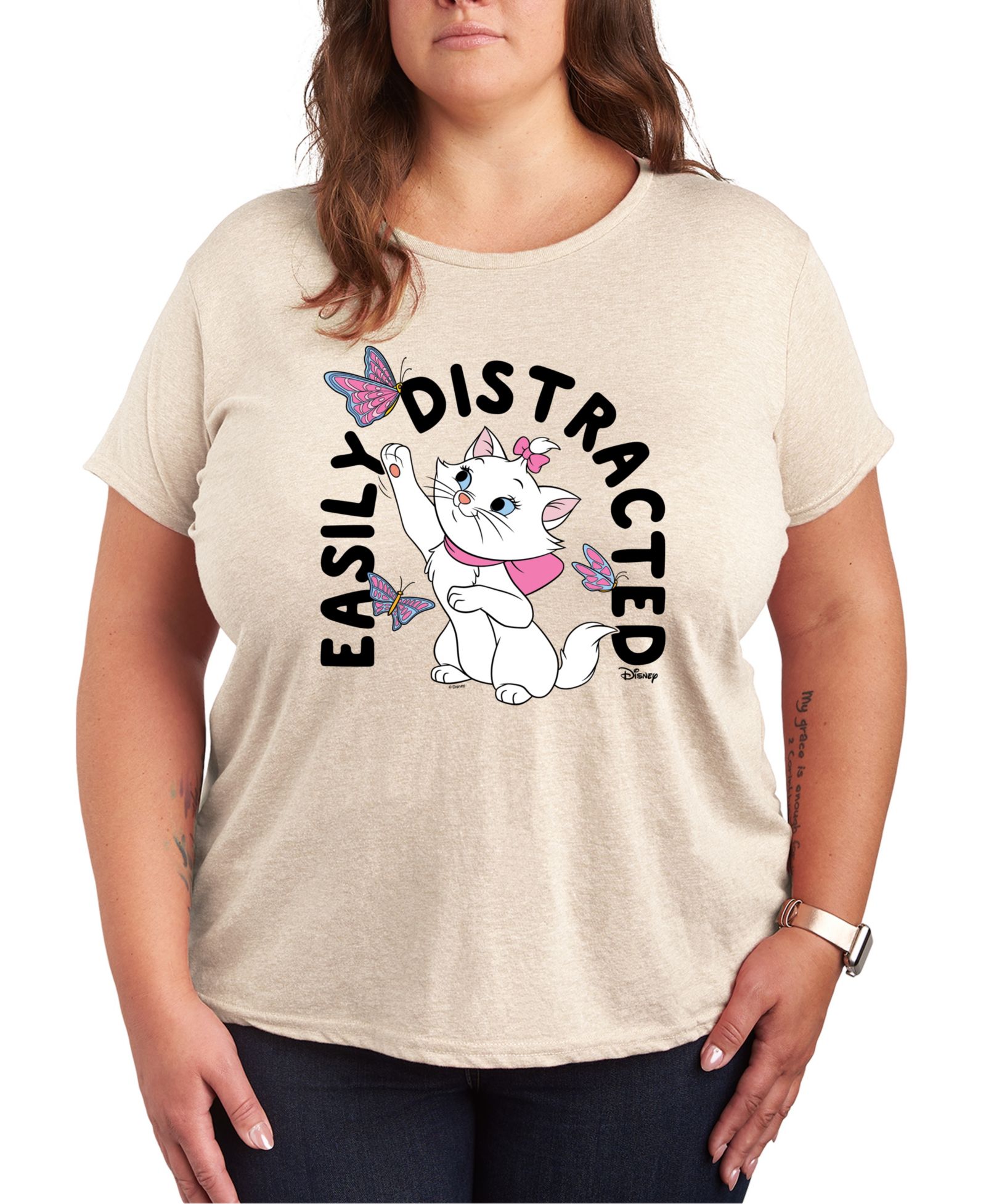 Hybrid Apparel Trendy Plus Size The Aristocrats Easily Distracted Graphic Crew Neck T-Shirt
