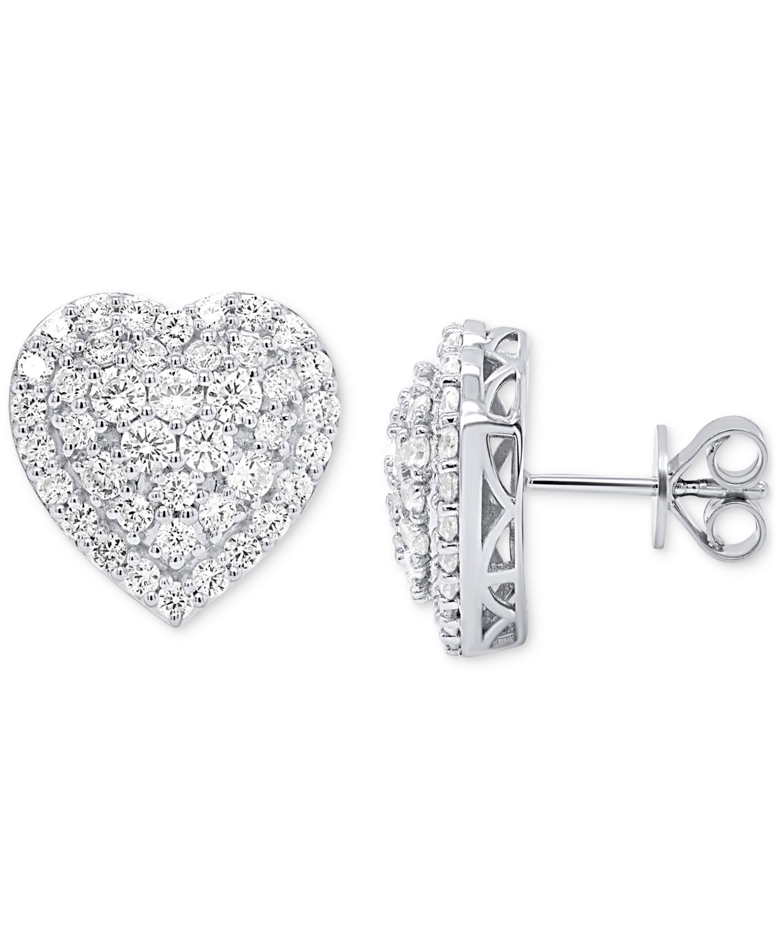 Серьги-гвоздики Forever Grown Diamonds Lab Grown Diamond Heart Cluster из стерлингового серебра или позолоченного стерлингового серебра